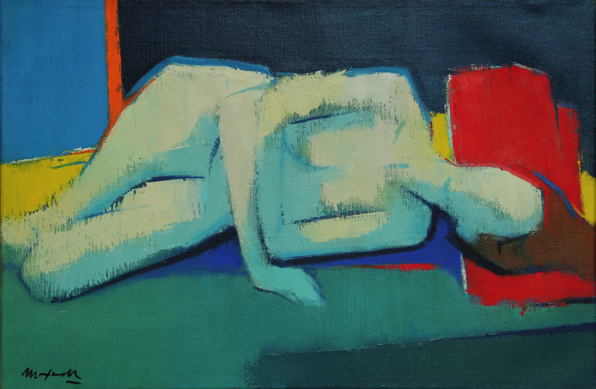 Nude with Red Pillow