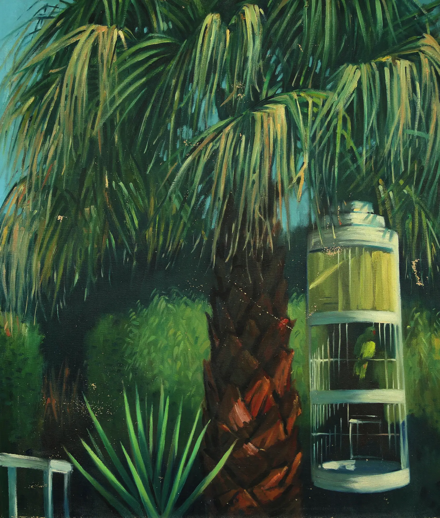 Palm Tree with Parakeet