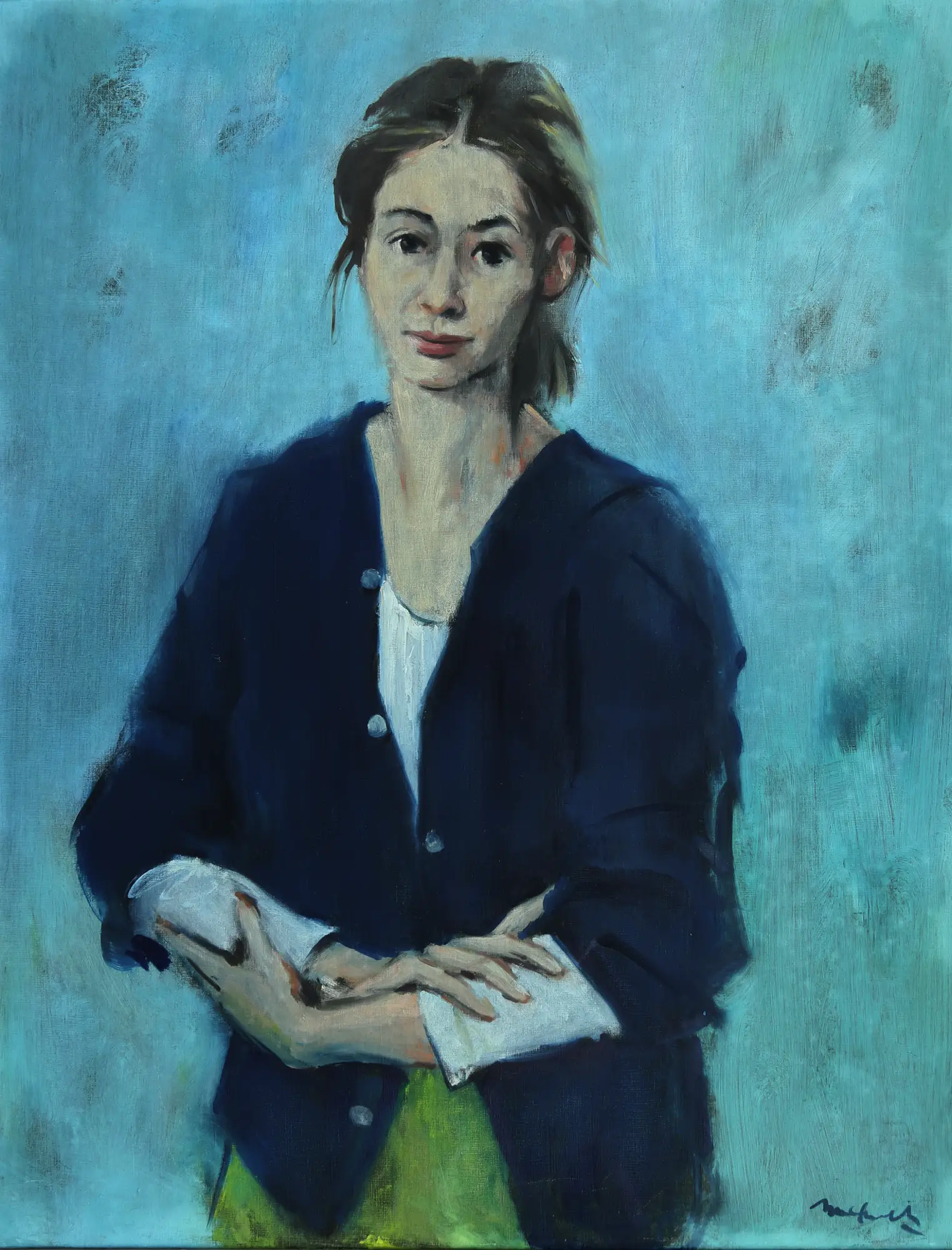 Girl in blue sweater