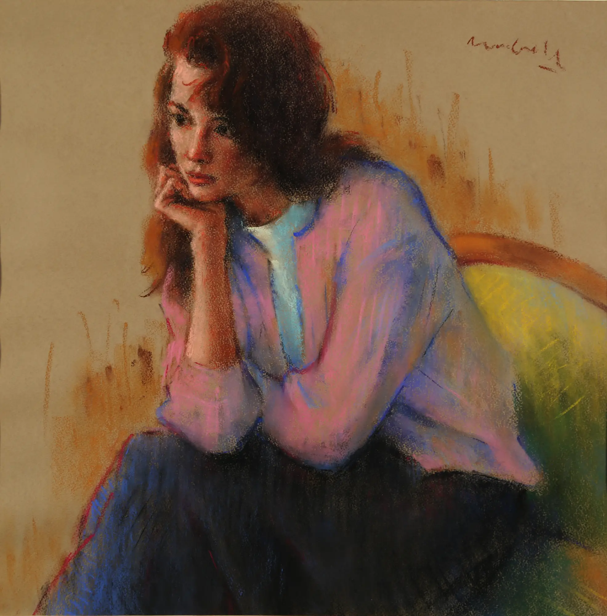 Seated Girl in Pink Sweater