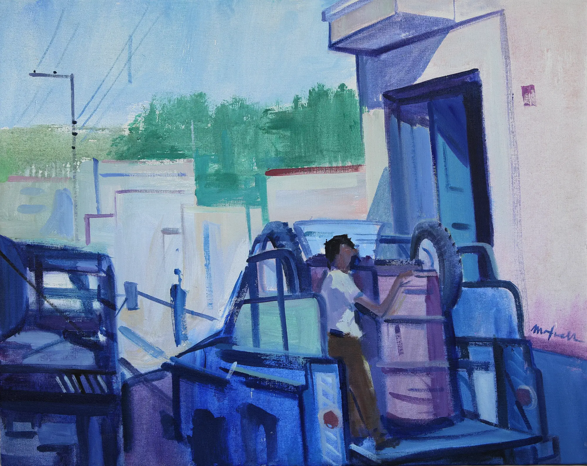 Street Scene with Trucks