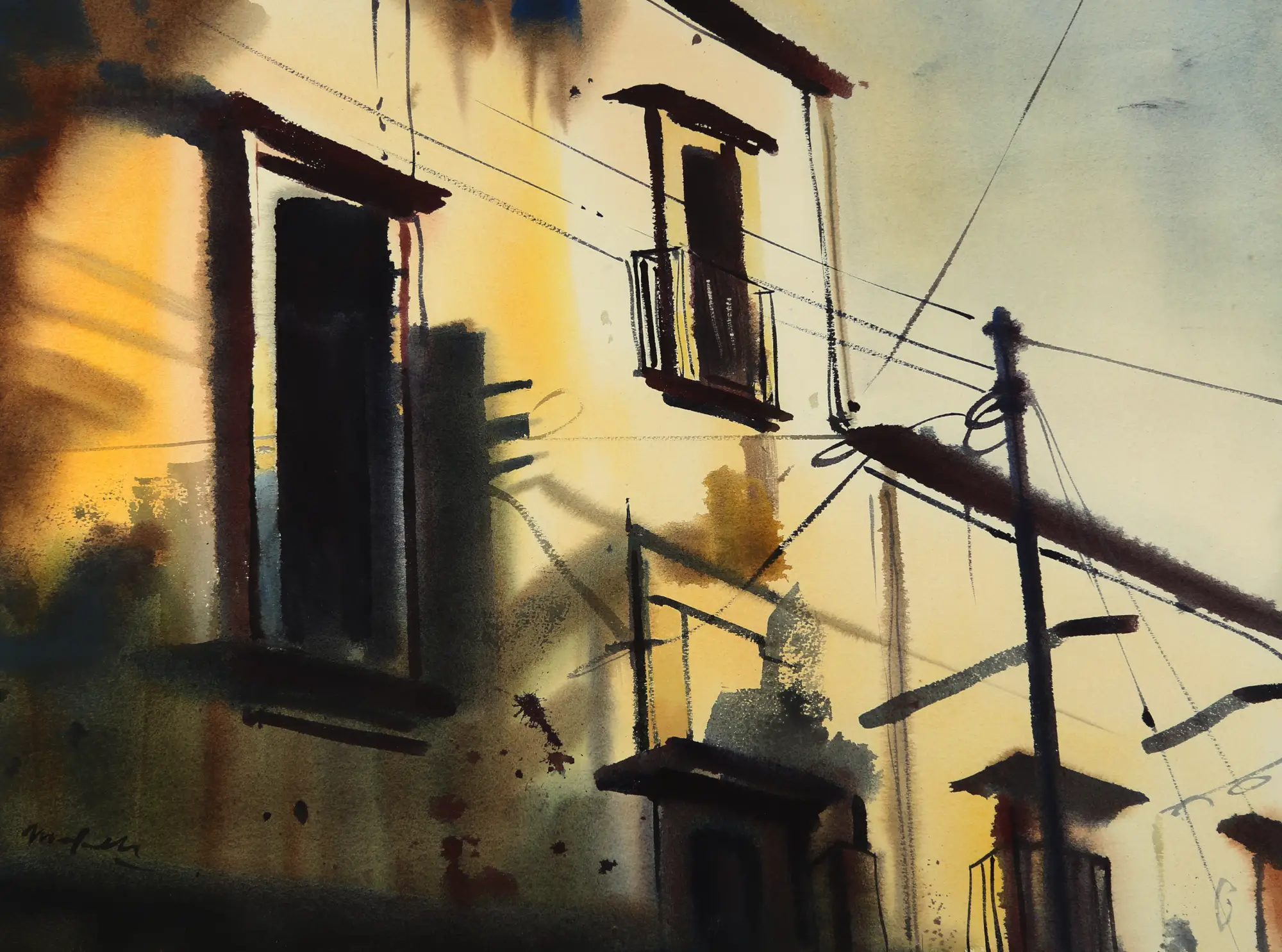 Facade with Lamppost