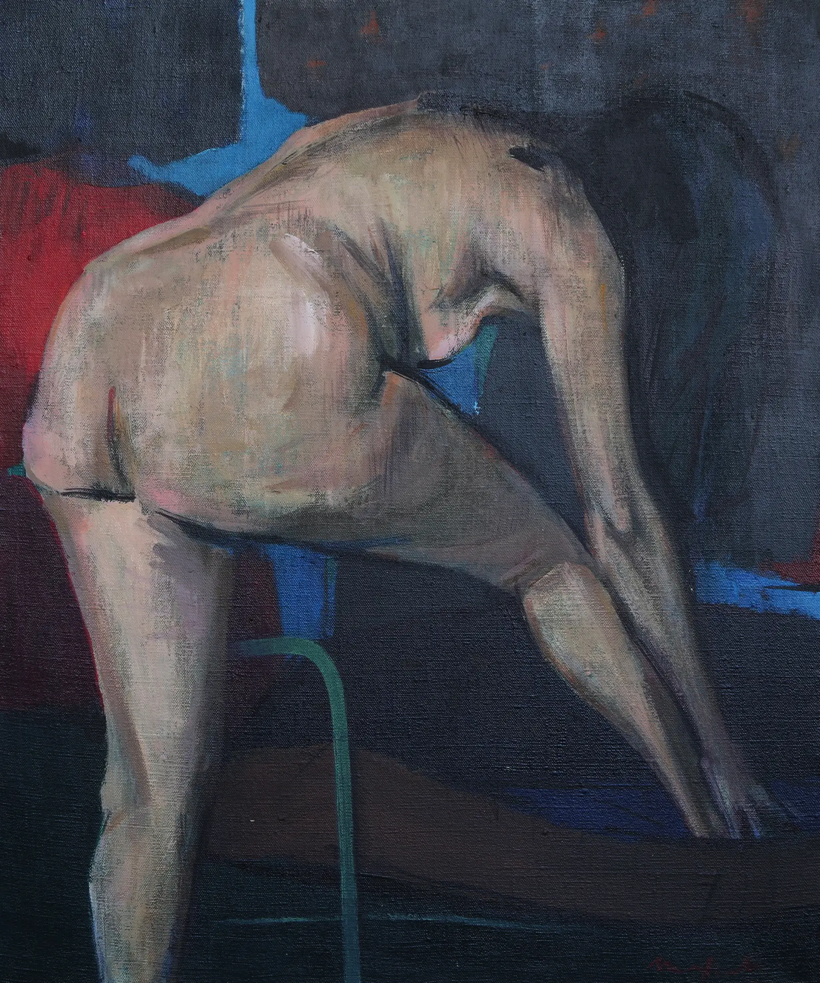 Naked Woman Touching Foot