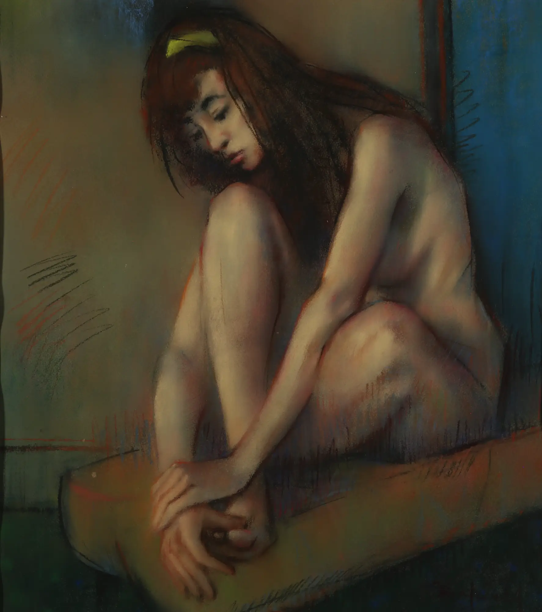 Seated Nude with Yellow Ribbon