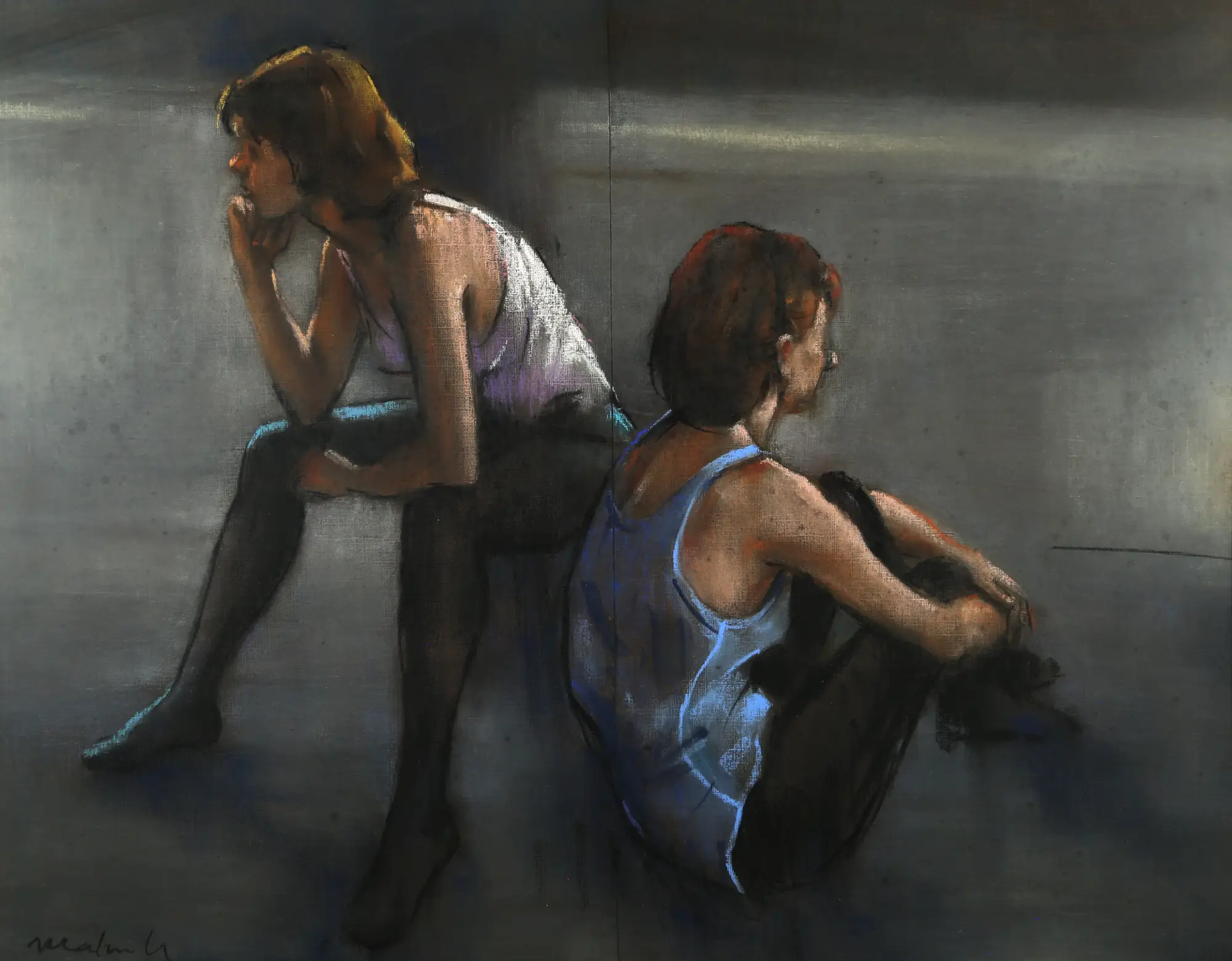 Two Seated Dancers in Gray