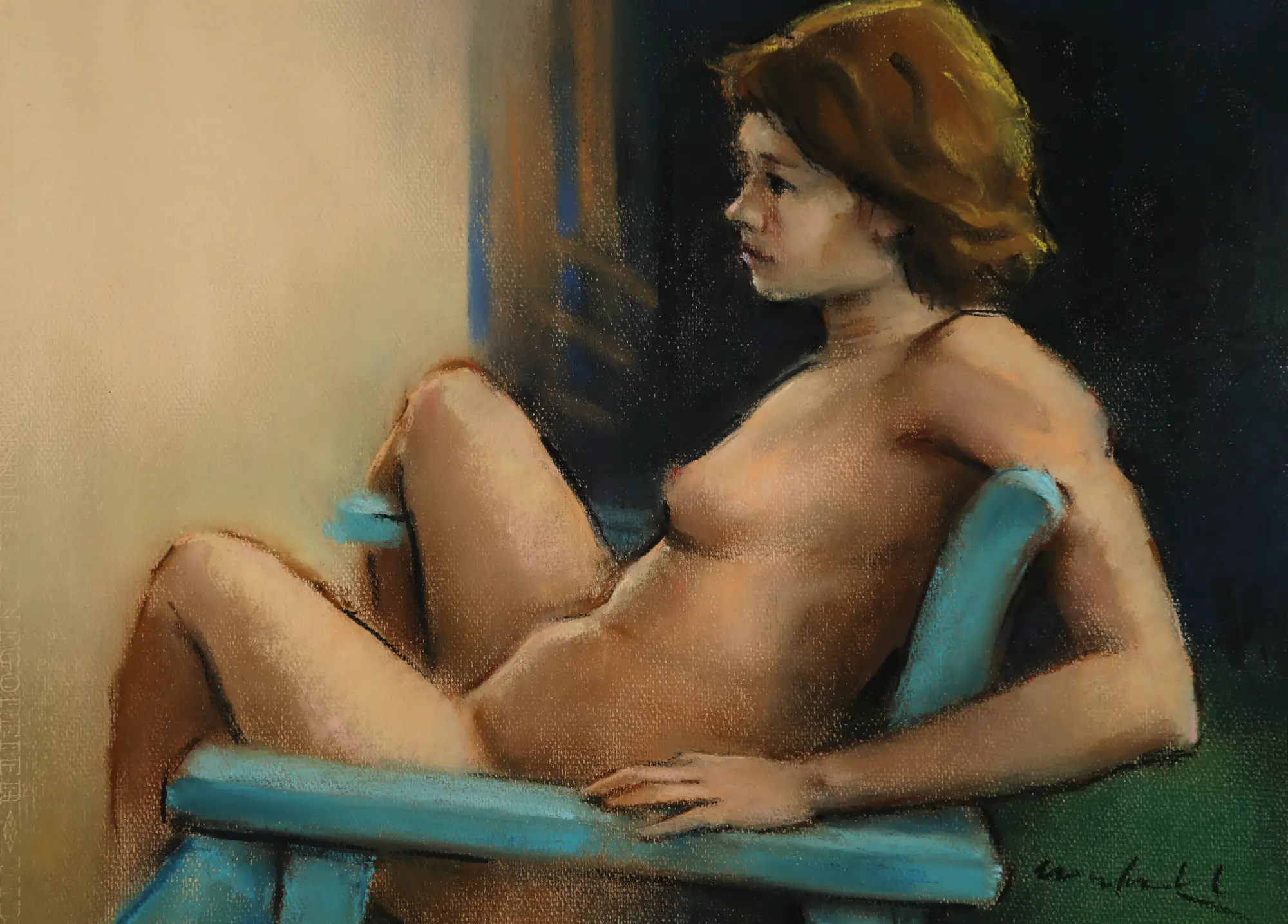 Nude in Blue Chair