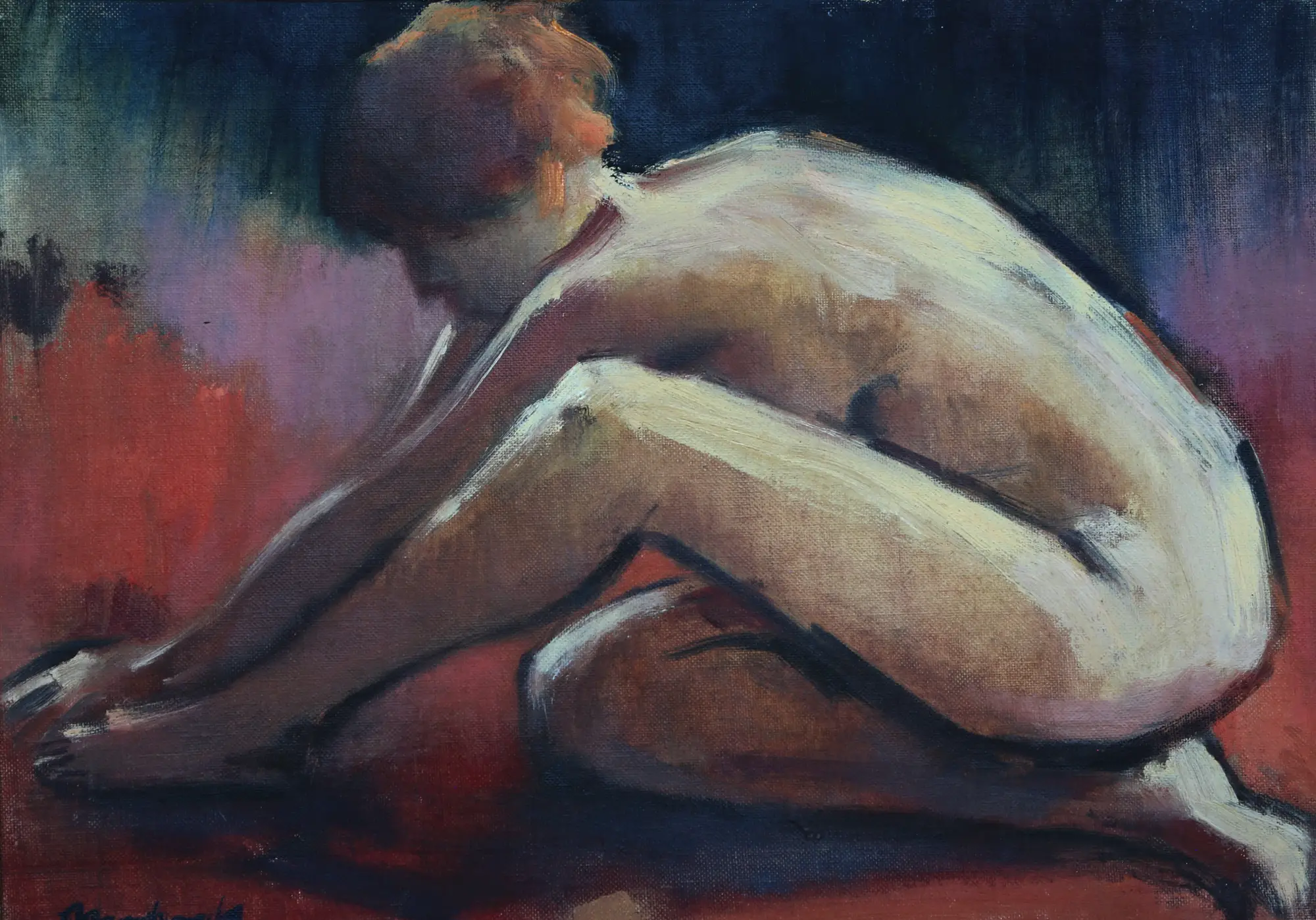 Nude with Orange Background